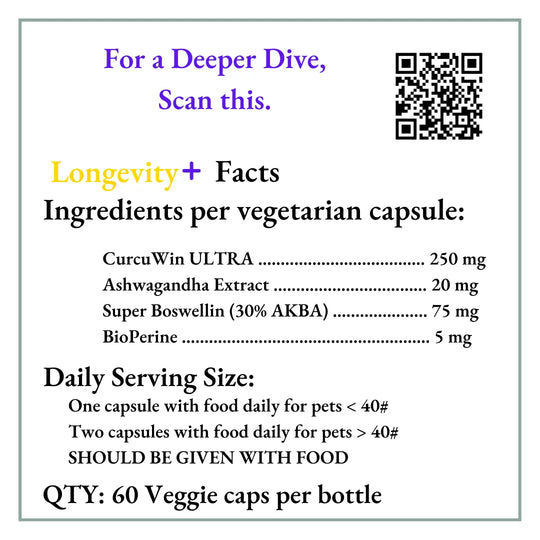 LONGEVITY PLUS-- The ONE Supplement EVERY dog needs.